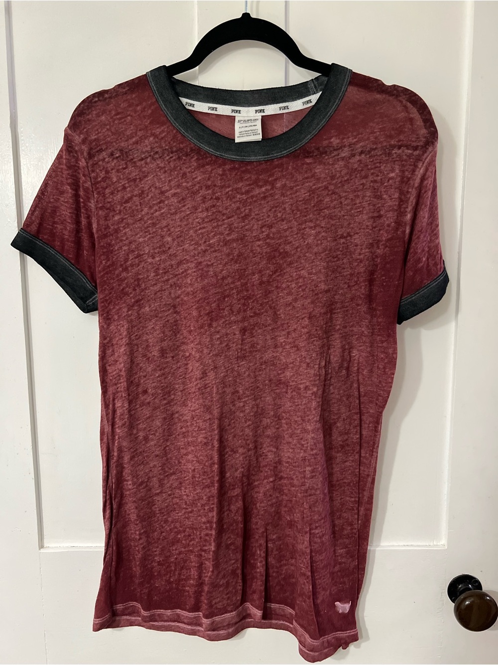 PINK Victoria's Secret Maroon Ringer Tee